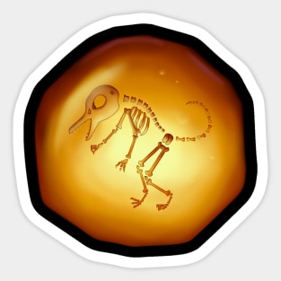 Curios Dinosaur Bones Fossil Trapped In Amber Sticker